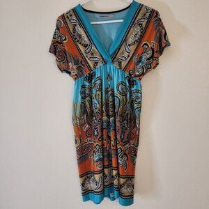 baileyblue aqua paisley boho mini dress